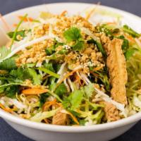 Vegetarian Salad · Vegetarian. Crispy tofu, lettuce, carrots, cilantro, scallions, and rice sticks with peanuts...