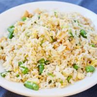 Vegetable Fried Rice · Gluten-free. Crispy tofu stir-fried with egg, scallions, green beans, and jasmine rice.
