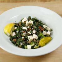 Tabbouleh Salad · Vegetarian. Cracked wheat, tomato, bell peppers, red onion, parsley, lemon juice, olive oil ...