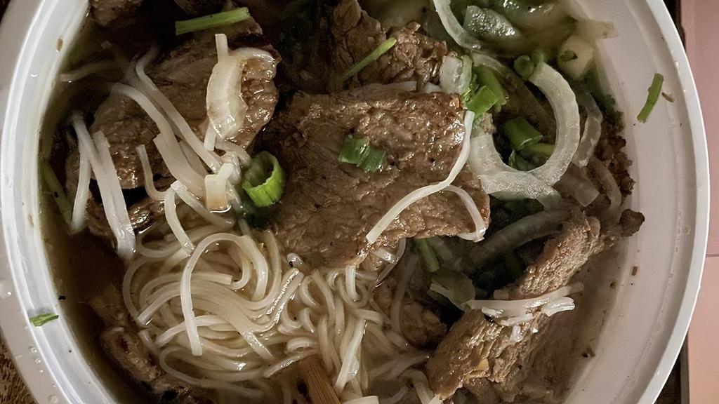 Lemongrass Beef Noodle Soup (PHO BO N) · Beef soup with noodles.