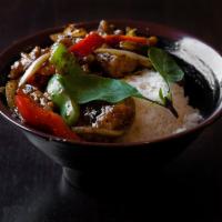 Black Pepper Bowls · Marinated with onions, red and green bell peppers, celery, carrots, ginger, garlic, scallion...