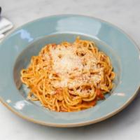 Spaghetti & Meatballs · Two Barzotto Meatballs, Early Girl Tomato Sauce, Parmesan