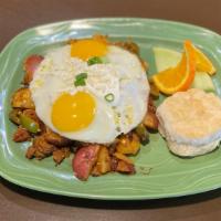 Mexican Hash · Hash house potatoes, chorizo, onion, bell pepper, jalapenos, queso fresco and sour cream.

S...