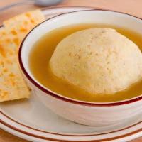 Bowl Matzoh Ball Soup · Served with crackers.