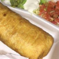 Regular Burrito · Beans, rice, cheese and your choice of meat.