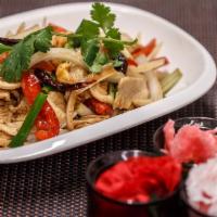 Cashew Nut a la Carte · Spicy. Sautéed cashew nuts, carrot, green onion, onion, dried chili and bell pepper.