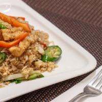Chili Fried Rice · Spicy,  vegetarian. Served Medium Spicy.Fried rice with chili, jalapeno, onion, green onion,...