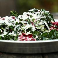 Organic Kale Salad · Organic lacinato kale, organic radicchio, grana padano, lemon, balsamic vinegar, olive oil a...