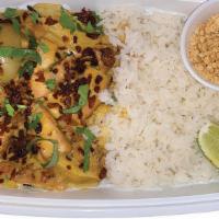 Yellow Chicken Curry · Six-Spice Chicken, Potatoes, Carrots, Fresh Herbs, Lime & Fried Shallots served over Steamed...