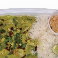 Green Curry · Vegetable Deluxe, Bean Sprouts, Fresh Herbs, Lime & Fried Shallots served over Steamed Jasmi...