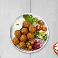 Lawful Falafel · Baked and fried mixture of garbanzo beans, fava beans, coriander, cumin, parsley and onions....