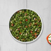 Tabouleh Of Salad · Bulger wheat, tomato, parlsey, lemon juice, and olive oil.