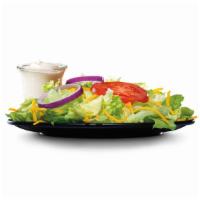 Side Salad · Red onion, tomato, four-cheese blend, on a bed of iceberg lettuce. Served with a choice of I...
