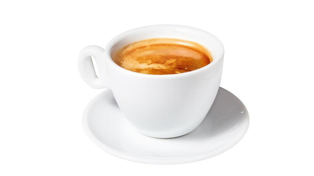 Americano (12 oz) · Freshly pulled espresso shot with hot water for a rich hot coffee beverage.