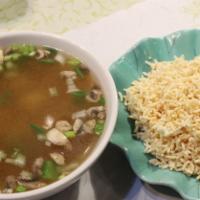 Sizzling Rice Soup · Vegetable, chicken, prawns.