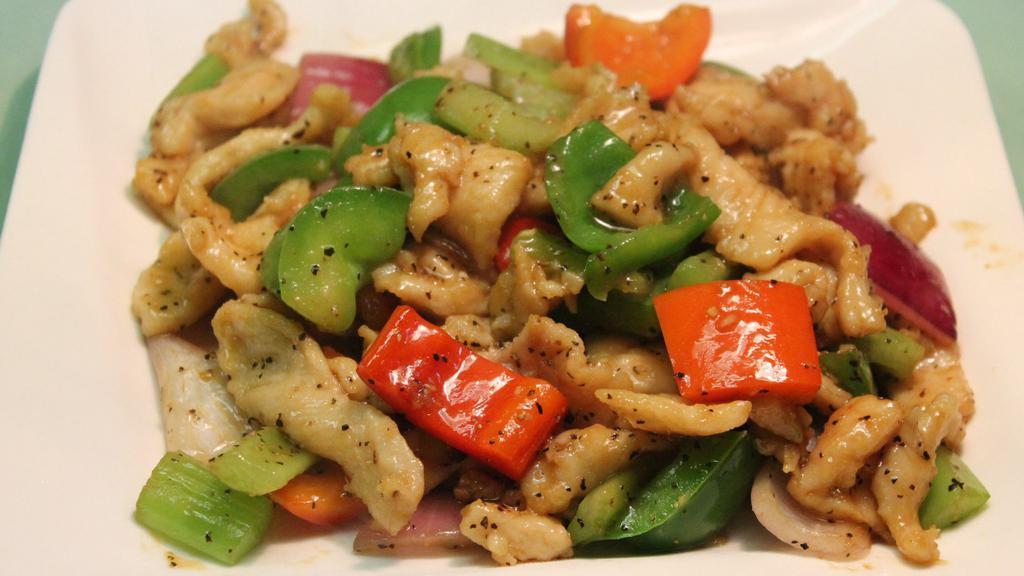 Black Pepper Chicken · Spicy. Bell pepper, onion and celery.