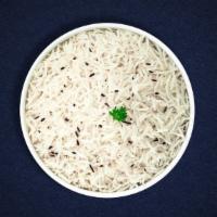 Just Jeera Rice · Freshly cooked basmati rice flavored with cumin and turmeric