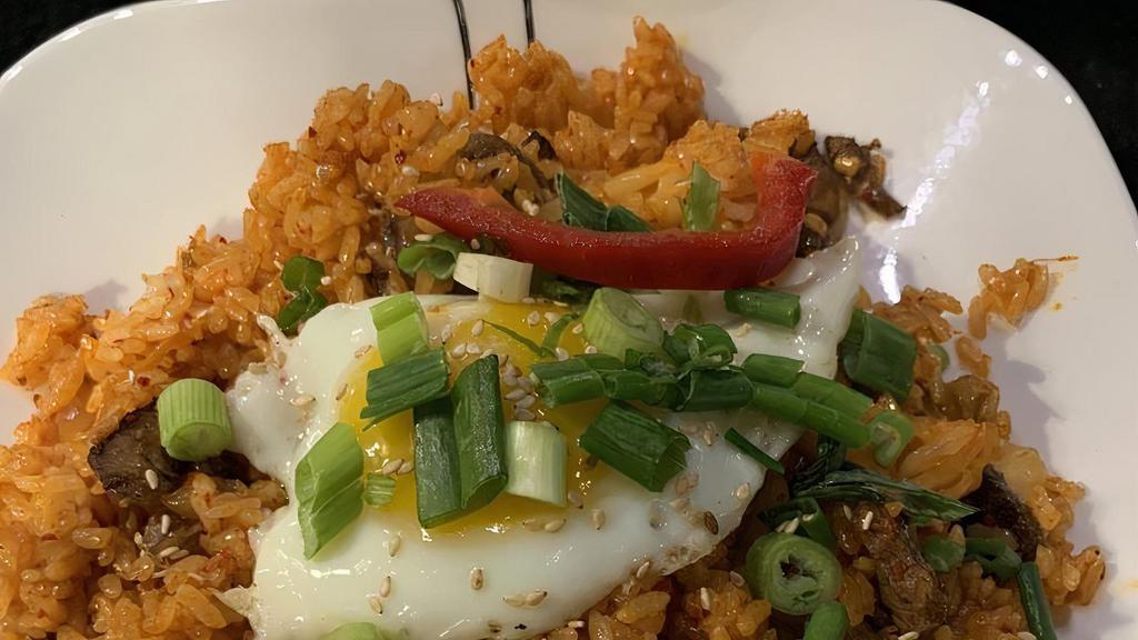 No.113 Kimchi Fried Rice · Spicy Kimchi Fried Rice with Beef (Topped with Fried Egg)