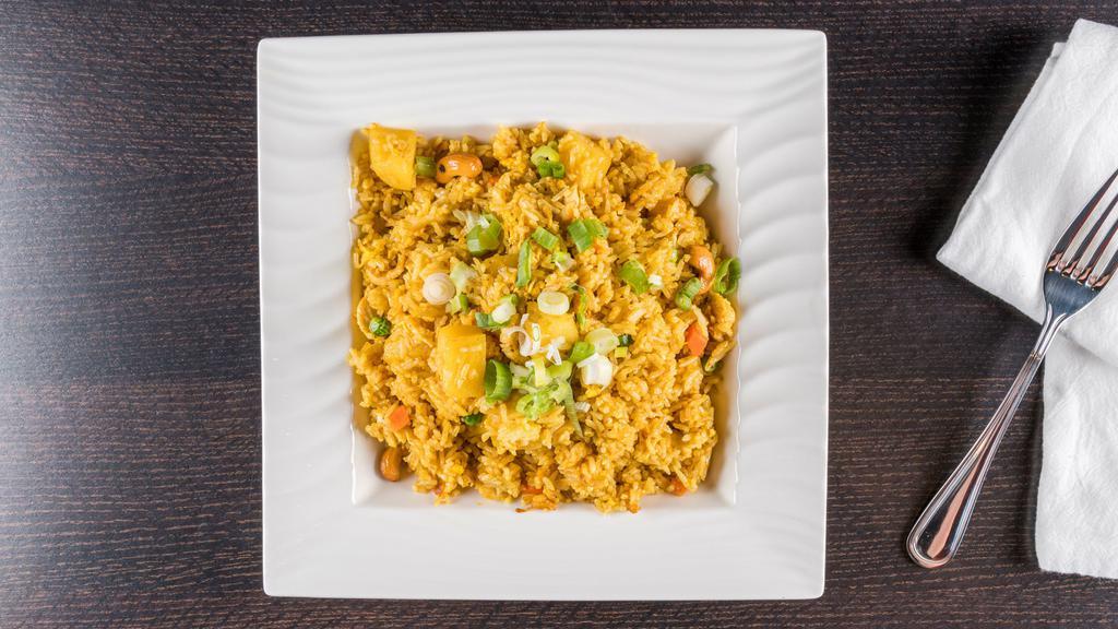 D1. Specialty Fried Rice · Choice of egg fried rice, thai fried rice, basil fried rice, pineapple fried rice, crab fried rice for additional charge. Consuming raw or undercooked meats, poultry, seafood, shellfish, or eggs may increase your risk of food borne illness. Please notify your server of any food allergies.
