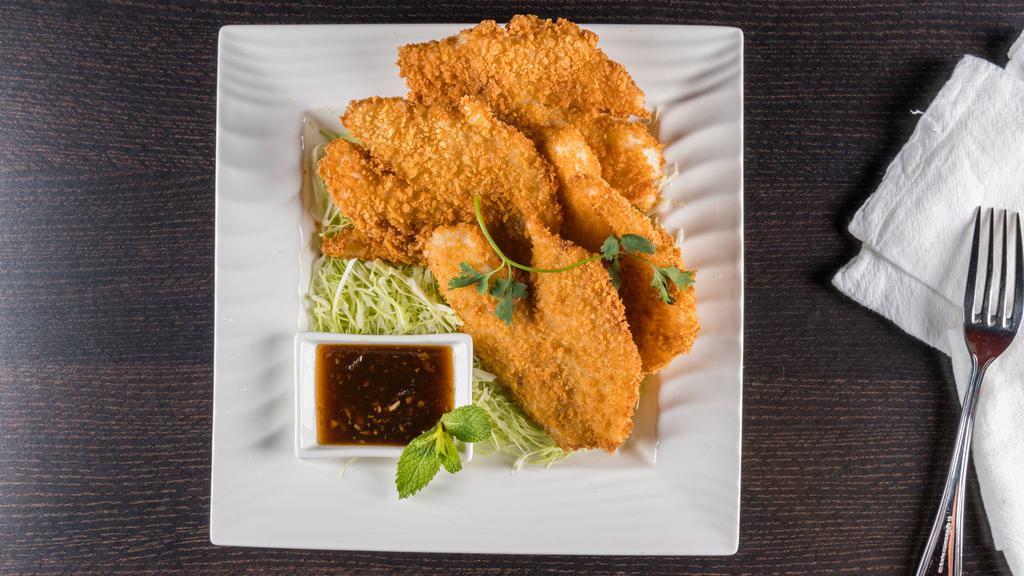 H5. Crispy Fish · Battered and fried fish fillet served with house special garlic sauce.