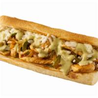 Buffalo Chicken Cheesesteak Sandwich · Flavorful chicken tossed in tangy buffalo sauce, melted cheese, and grilled onions, served o...