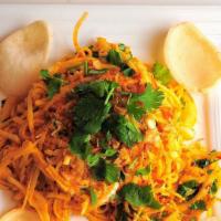 13.	Spicy Noodles Salad · Flour noodles tossed w/ shrimp powder, fried garlic, onion, cucumber, cabbage, cilantro, pea...