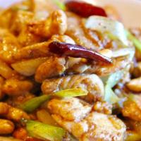 26.	Kung Pao Chicken w/ Cashew Nuts^ · Stir fried chicken w/ dried chili, onion, ginger, garlic & cashew nuts
