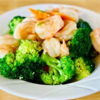 Broccoli Prawns 西蘭蝦 · White prawns, broccoli and garlic stir-fried in our flavorful white sauce.