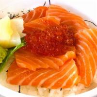 Sake Ikura don · Salmon sashimi and salmon roe over rice