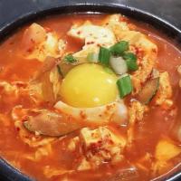 Soft Tofu Soup · Spicy.  Side of Rice Included.