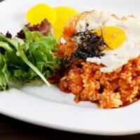 Kimchi Fried Rice · Spicy. One Free Choice of Beef, Chicken, Spicy Pork, Tofu, Spam, or Seafood ($3)
