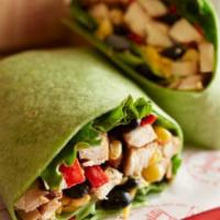 Southwest Chicken | Wrap (Classic) · Grilled chicken breast, corn, black beans, tortilla strips, cheddar cheese, lettuce, and avo...