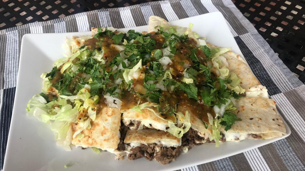 Regular Quesadillas · Cheese, meat, lettuce, salsa, onion, cilantro.