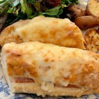 Croque Monsieur · Classic French sandwich with Swiss cheese & béchamel on a baguette. Choice of ham, turkey, o...