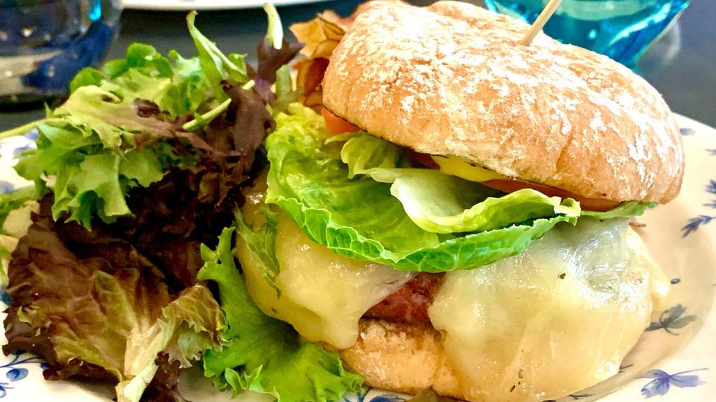 Maison Danel Burger · Truffle mayonnaise, lettuce, tomato, onion. Optional: brie, Swiss cheese, avocado, bacon, fried egg