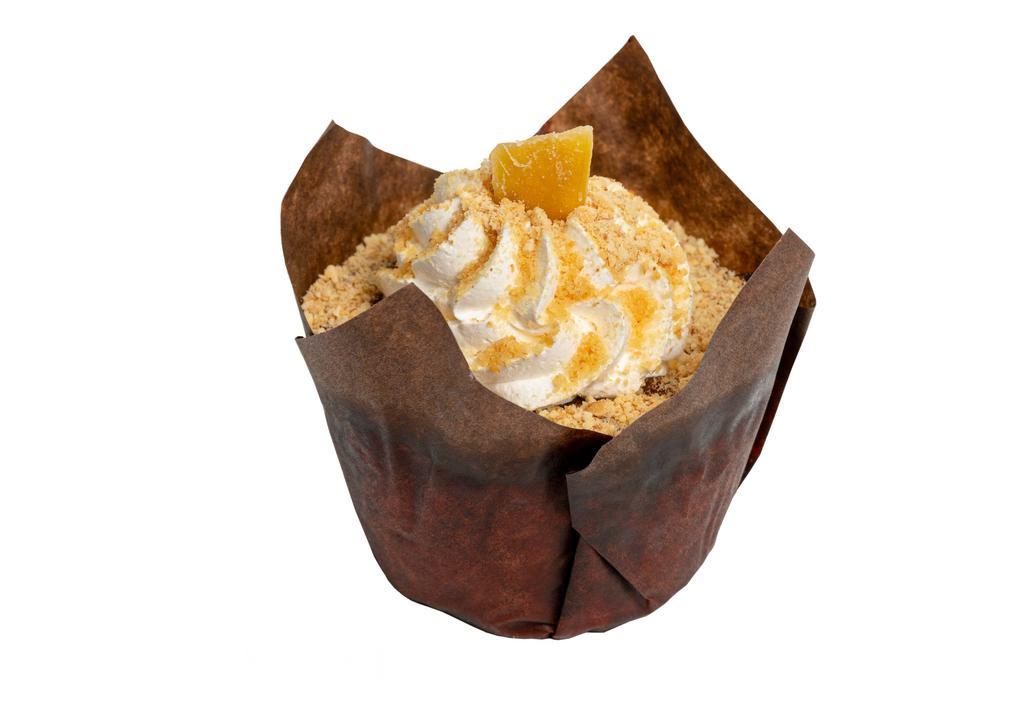 Mango Cream · Filled with mango, topped with whipped cream, graham crumbs and dried mango