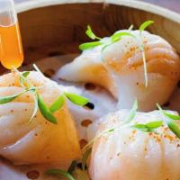 Lobster Ha Gow (3) | 原味龍蝦餃 · diced lobster & shrimp filed dumpling with a lobster butter sauce