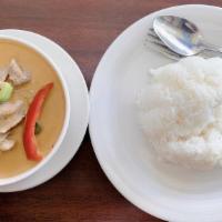 25. Panang Beef · Sliced tender beef with spicy red curry and coconut milk.