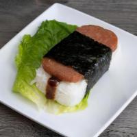 Spam Musubi (1 pc) · Nori seaweed wrapped in spam and rice topped with teriyaki sauce. Need utensils? Make sure t...