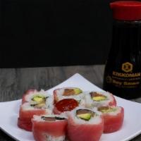 Okaasan (8 pcs) · Salmon and avocado topped with tuna & tobiko. Need utensils? Make sure to add on utensils du...