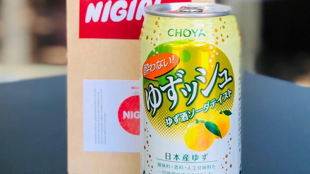 Choya Yuzu Soda · Refreshing drink made with Yuzu juice and lime juice added without artificial flavor and color.