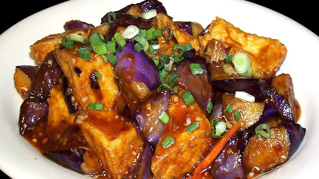 Eggplant Tofu · Eggplant and tofu sautéed in garlic sauce.