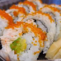 Deluxe California Roll · Real crab meat & avocado with tobiko.