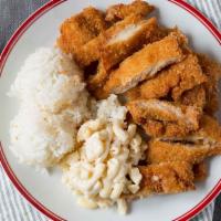 #19. Chicken Katsu · Served with 2 choices of rice macaroni tossed salad or vegetables.