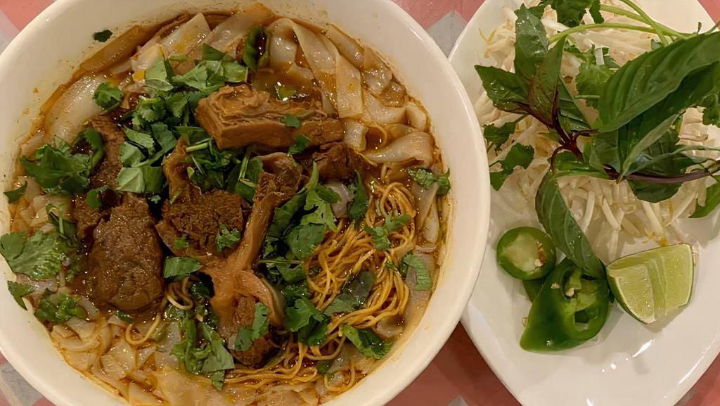 Beef Stew / Bò Kho · Choice of egg or rice noodle with flank steak, shank steak, honeycomb tripe and well done steak slow-cooked on low heat in a mixture of carrot and various spices.