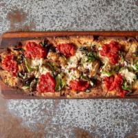 Ultimate Veggie · cauliflower, brussels sprouts, spinach, tomato, olives, red onion, parmesan, fontinella, mar...