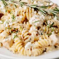 Chicken & Goat Cheese Pasta - Available 3Pm-9Pm · fusilli pasta, rosemary cream sauce, cracked black pepper