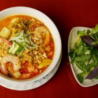 #25 Mi Quang (Central Style Specialty Noodle Soup) · South-Central Coast of Quang Nam Province, a specialty soup w/light savory broth flavored w/...