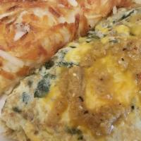 Joe's Special 3 Egg Omelette - Served With Hash Browns Or Country Potatoes And Toast · Seasoned ground beef in italian spices with spinach, mushrooms, diced onions and melted chee...