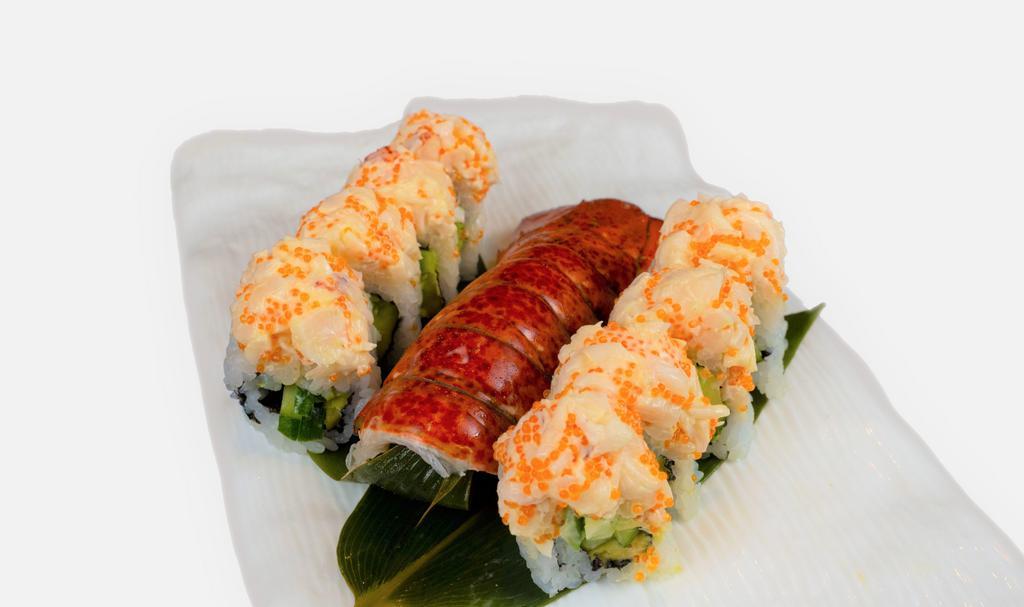 Lobster Roll · Avocado, cucumber, topped with lobster meat & tobiko.